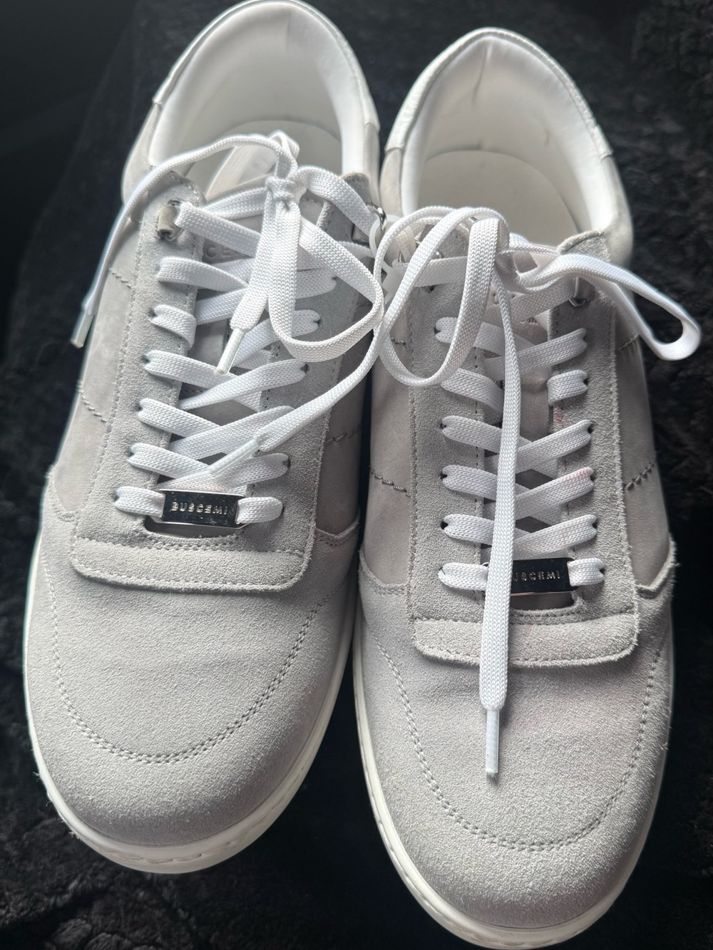 Buscemi Men's Suede Sneakers in Light Gray and White